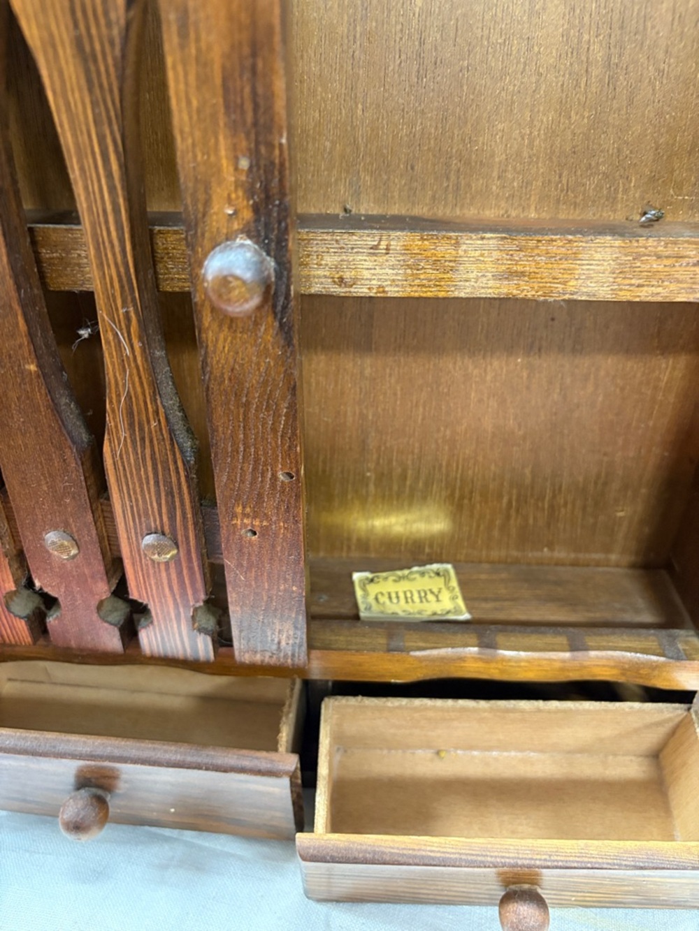 Vintage Wooden Spice Rack Cabinet - Brown - Picture 3 of 5